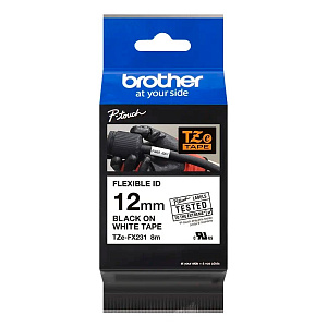 Картридж brother tze-fx231 с гибкой лентой 12 мм х 8 м, черный шрифт