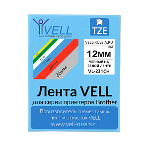 Картридж Vell VL-231CH с лентой 12 мм х 8 м, пластик, черный шрифт