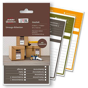 Этикетки для коробок и переезда Avery Zweckform Living, 97 x 148 мм, 1 штука на листе, 6 листов