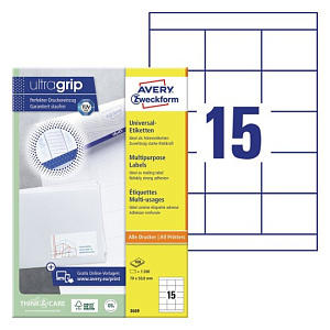 Этикетки самоклеящиеся Avery Zweckform, белые, 70 x 50.8 мм, 15 штук на листе, 100 листов