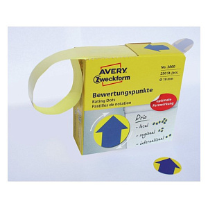 Этикетки точки круглые самоклеящиеся Avery Zweckform, стрелка, d-19 мм, 250 штук, 1 рулон, диспенсер