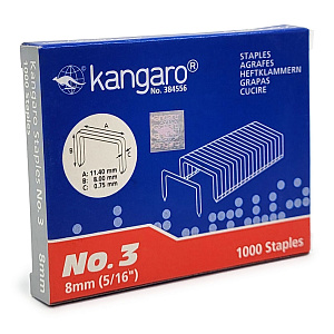 Скобы 3 - 8 мм для степлера Kangaro,1000 штук