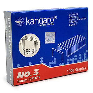 Скобы 3 - 14 мм для степлера Kangaro,1000 штук