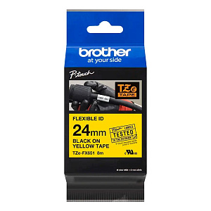 Картридж brother tze-fx651 с гибкой лентой 24 мм х 8 м, черный шрифт