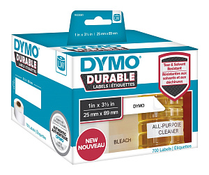 Этикетки адресные для принтеров Dymo Label Writer, стойкие к разрыву, 25 мм х 89 мм, 700 штук